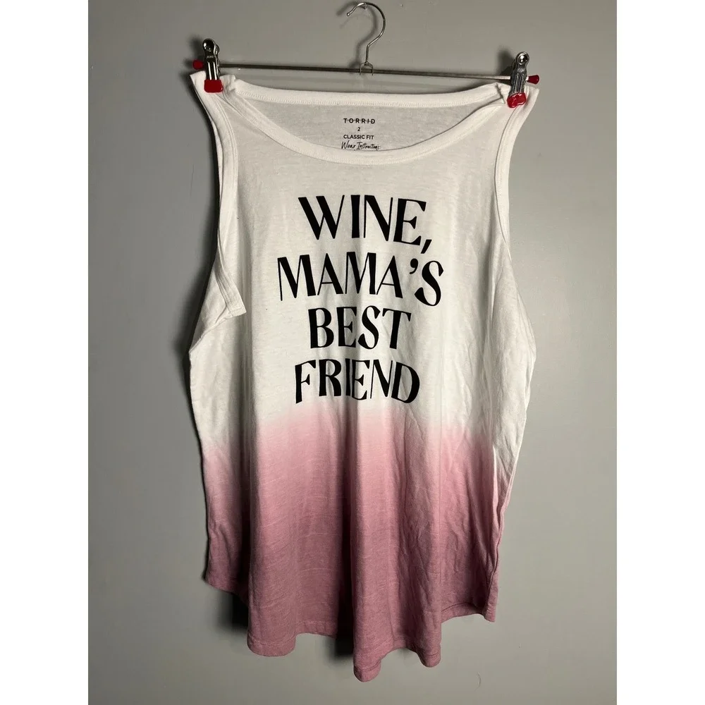 NWOT Torrid Wine Mama's Best Friend‎ Ombre Tank Top Mauve White 2X
